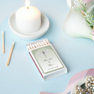 Sage Green Dragonfly Wedding Matchboxes