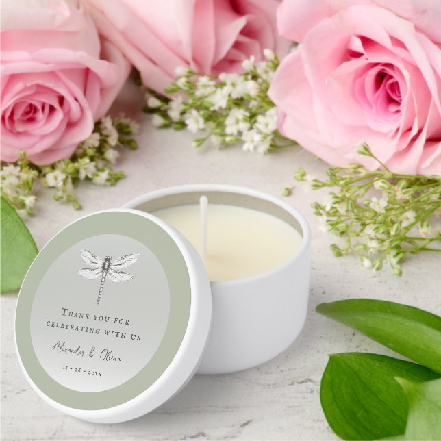 Sage Green Dragonfly Wedding Mini Candle Favors (Insitu (Wedding))