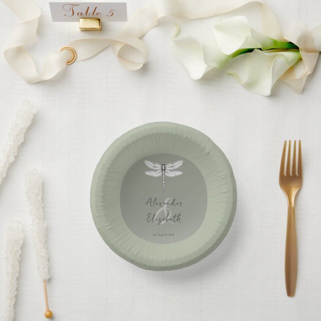 Sage Green Dragonfly Wedding Paper Bowls (Wedding)