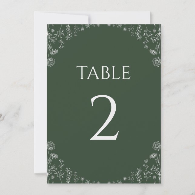Sage Green | Drawn Wildflowers Botanical Wedding (Front)