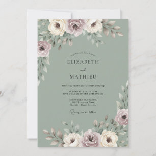 Sage Green Dreamy Spring Wedding Invitation
