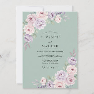 Sage Green Dreamy Watercolor Wedding Invitation
