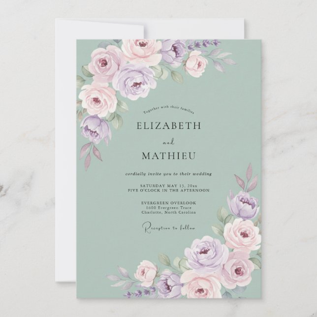 Sage Green Dreamy Watercolor Wedding Invitation (Front)