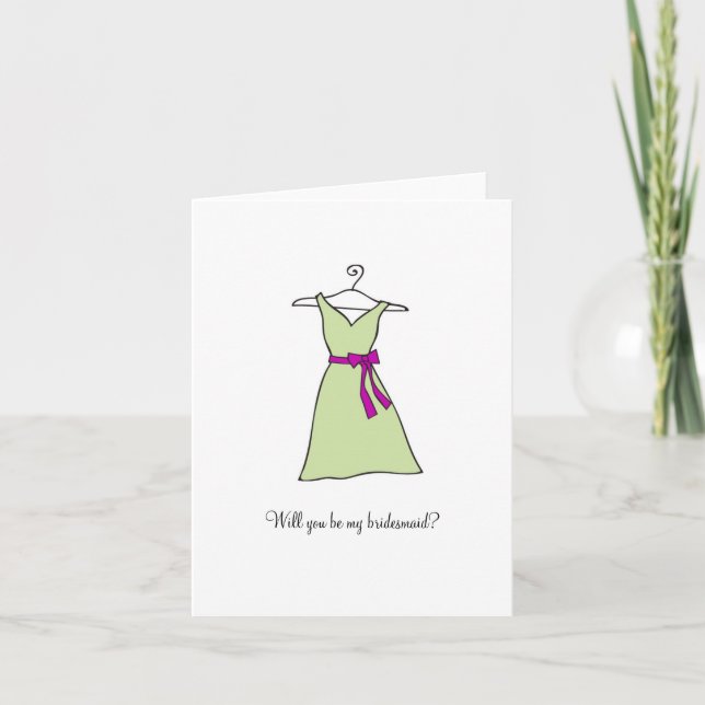 Sage Green Dress, Will you be my bridesmaid? Invitation (Front)