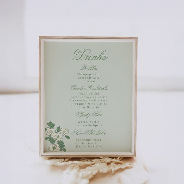 Sage Green Drinks Menu Table Sign (Creator Uploaded)