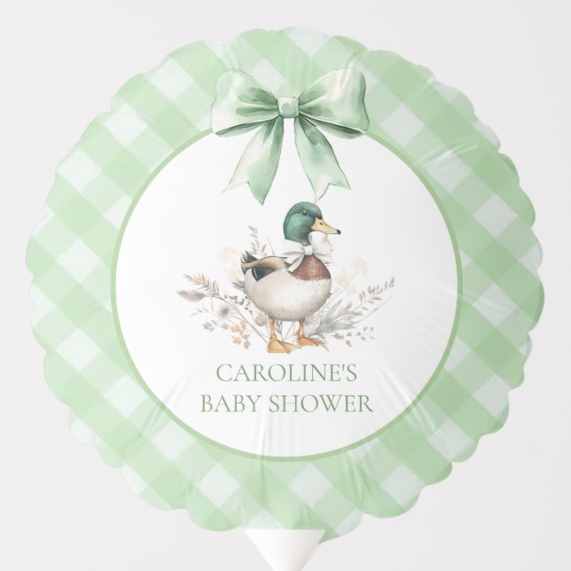 Sage Green Duck Baby Shower Balloon (Front)