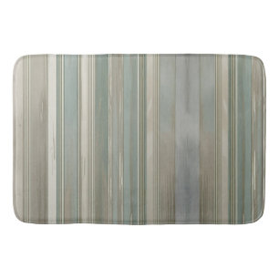 Sage Green Dusty Blue Taupe Gray Farmhouse Stripe  Bath Mat