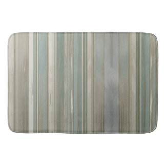 Sage Green Dusty Blue Taupe Gray Farmhouse Stripe Bath Mat