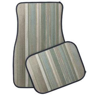 Sage Green Dusty Blue Taupe Gray Farmhouse Stripe Car Floor Mat