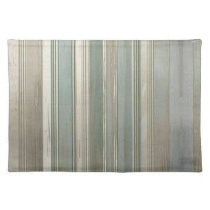 Sage Green Dusty Blue Taupe Gray Farmhouse Stripe Cloth Placemat