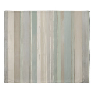 Sage Green Dusty Blue Taupe Gray Farmhouse Stripe Duvet Cover