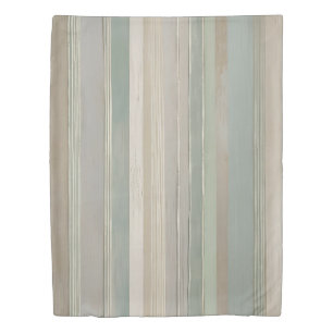 Sage Green Dusty Blue Taupe Gray Farmhouse Stripe Duvet Cover