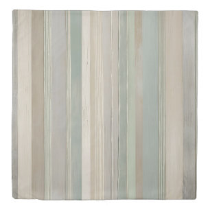 Sage Green Dusty Blue Taupe Gray Farmhouse Stripe Duvet Cover