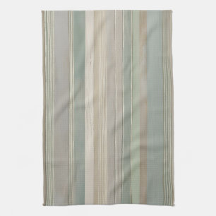 Sage Green Dusty Blue Taupe Gray Farmhouse Stripe Kitchen Towel