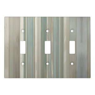 Sage Green Dusty Blue Taupe Gray Farmhouse Stripe Light Switch Cover