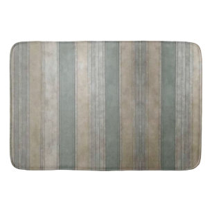 Sage Green Dusty Blue Taupe Gray Stripe farmhouse Bath Mat