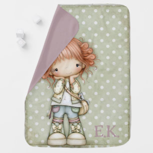Sage Green Dusty Mauve Pastel Pink Shabby Cottagec Baby Blanket