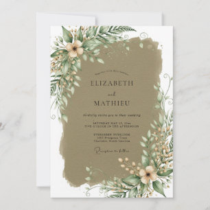 Sage Green Earthy Bohemian Wedding Invitation