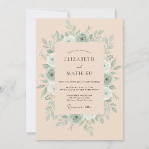 Sage Green Earthy Boho Wedding Invitation