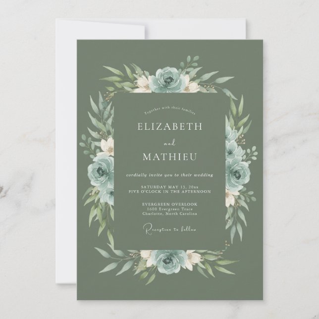 Sage Green Earthy Forest Wedding Invitation (Front)