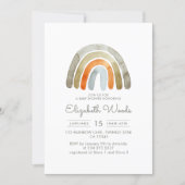 Sage Green Earthy Tone Rainbow Baby Shower  Invitation (Front)