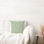 Sage Green &amp; Ecru Deco Patterned Cushion