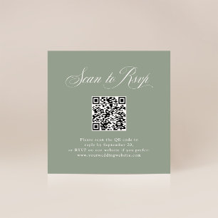Sage Green Elegance RSVP with QR Code Enclosure Card