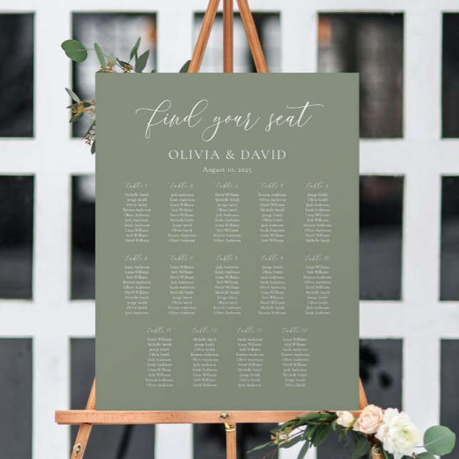 Sage Green Elegant 14 table Seating Chart (Creator Uploaded)