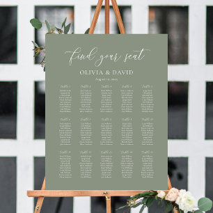 Sage Green Elegant 15 table Seating Chart Foam Board