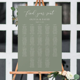 Sage Green Elegant 18 tables Seating Chart Foam Board