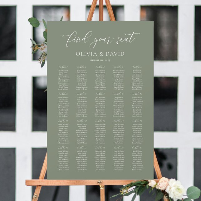 Sage Green Elegant 20 table Seating Chart (Creator Uploaded)