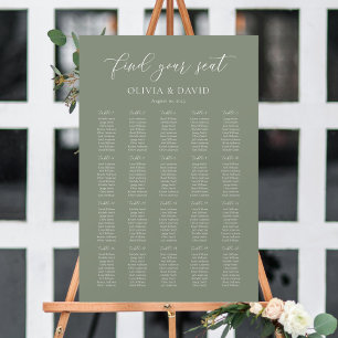 Sage Green Elegant 20 table Seating Chart Foam Board
