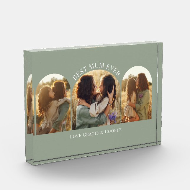 Sage green elegant arch multi photo best mum (Left)