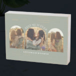 Sage green elegant arch multi photo best mum wooden box sign<br><div class="desc">Mum 3 photo modern typography gift. Ideal for contemporary elegant mothers day,  birthdays or Christmas home decor art print poster gifts. Modern Sage green and white design,  colour can be customised to suit your decor and style.</div>