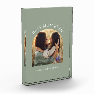 Sage green elegant arch photo typography best mum