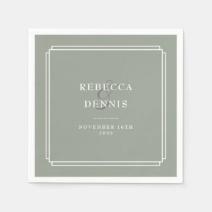 Sage Green Elegant Art Deco Wedding Napkins