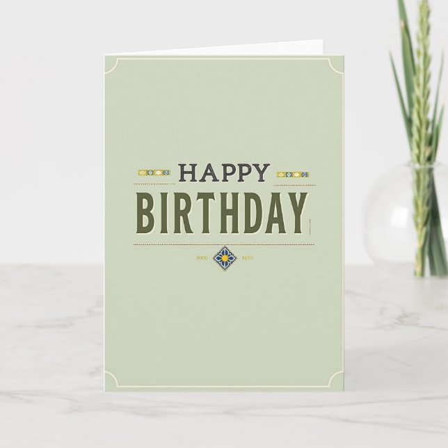 Sage Green Elegant Birthday Card (Front)
