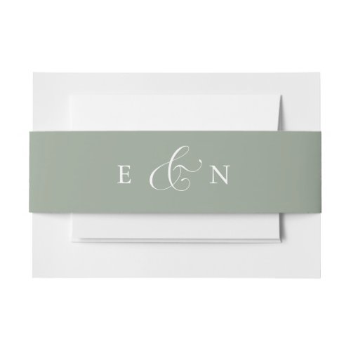 Sage Green Elegant Calligraphy American Style Invitation Belly Band