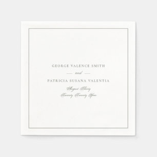 Sage Green Elegant Calligraphy Framed Wedding Napkins
