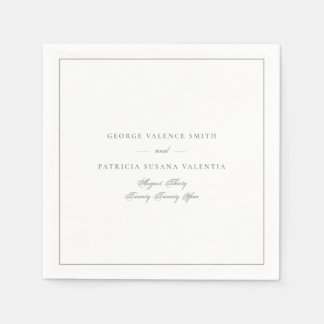 Sage Green Elegant Calligraphy Framed Wedding Napkins