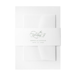 Sage Green Elegant Charm Script Wedding Invitation Belly Band