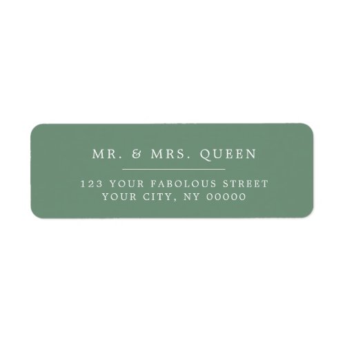 Sage Green Elegant Classic Simple Return Address Label