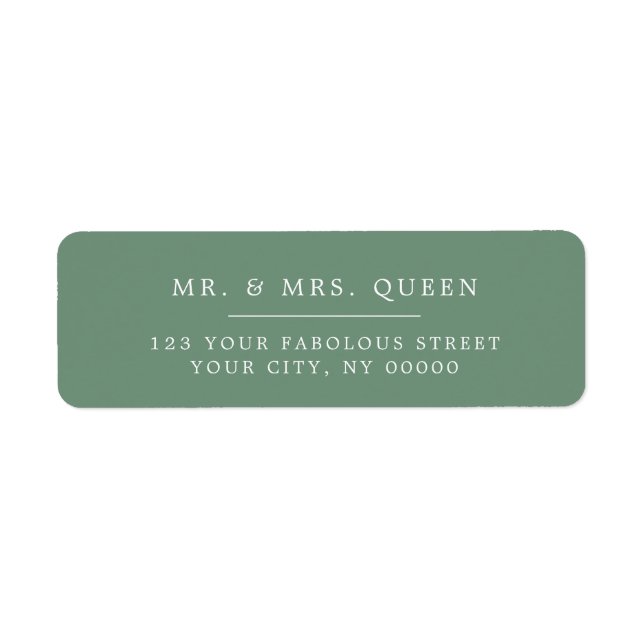 Sage Green Elegant Classic Simple Return Address Label (Front)