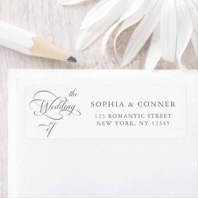 Sage Green Elegant Classy Wedding Return Address Label (Insitu)