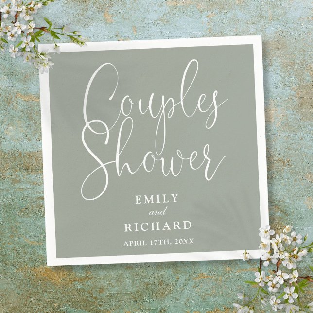 Sage Green Elegant Couples Bridal Wedding Shower Napkins (Sage Green Elegant Couples Bridal Wedding Shower Napkins)