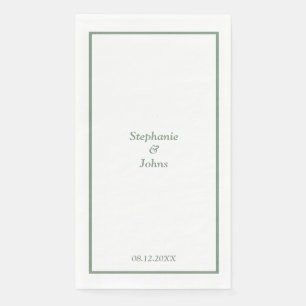 Sage Green Elegant Custom Name Modern Wedding Paper Guest Towels
