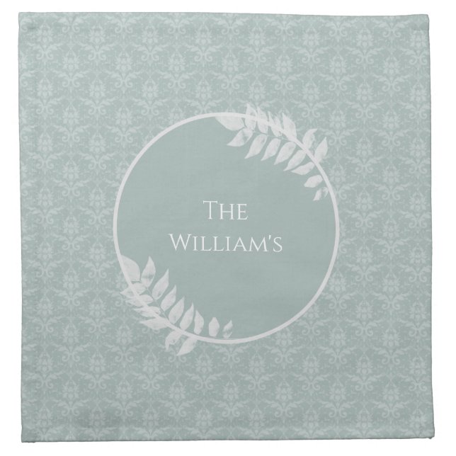 Sage Green Elegant Damask Cloth Napkin (Front)