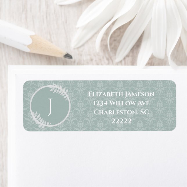 Sage Green Elegant Damask Label (Insitu)
