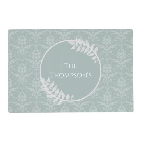 Sage Green Elegant Damask Personalized Placemat