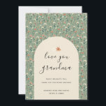 Sage Green Elegant Floral Love You Grandma Card<br><div class="desc">Say “Love you grandma” with this modern, personalized grandparents day card featuring a elegant script font, boho arch and wildflower daisy pattern in soothing sage green and warm beige just like your nana. Let this beautiful card be a token of your appreciation for the love, wisdom, and fun she brings...</div>
